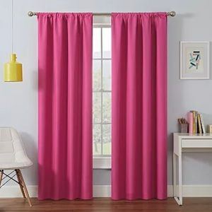 Keeco light filtered 3 curtain panels in RASPBERRY